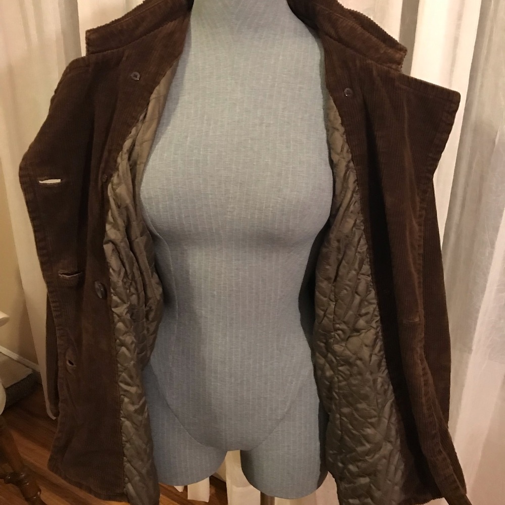 Corduroy pea coat with quilted inner liner